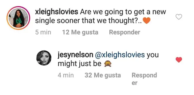 Jesy Nelson replies to fans on Instagram
